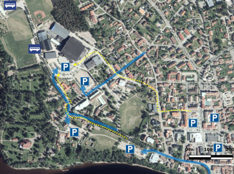 Karta över parkering i närheten av Tegera arena